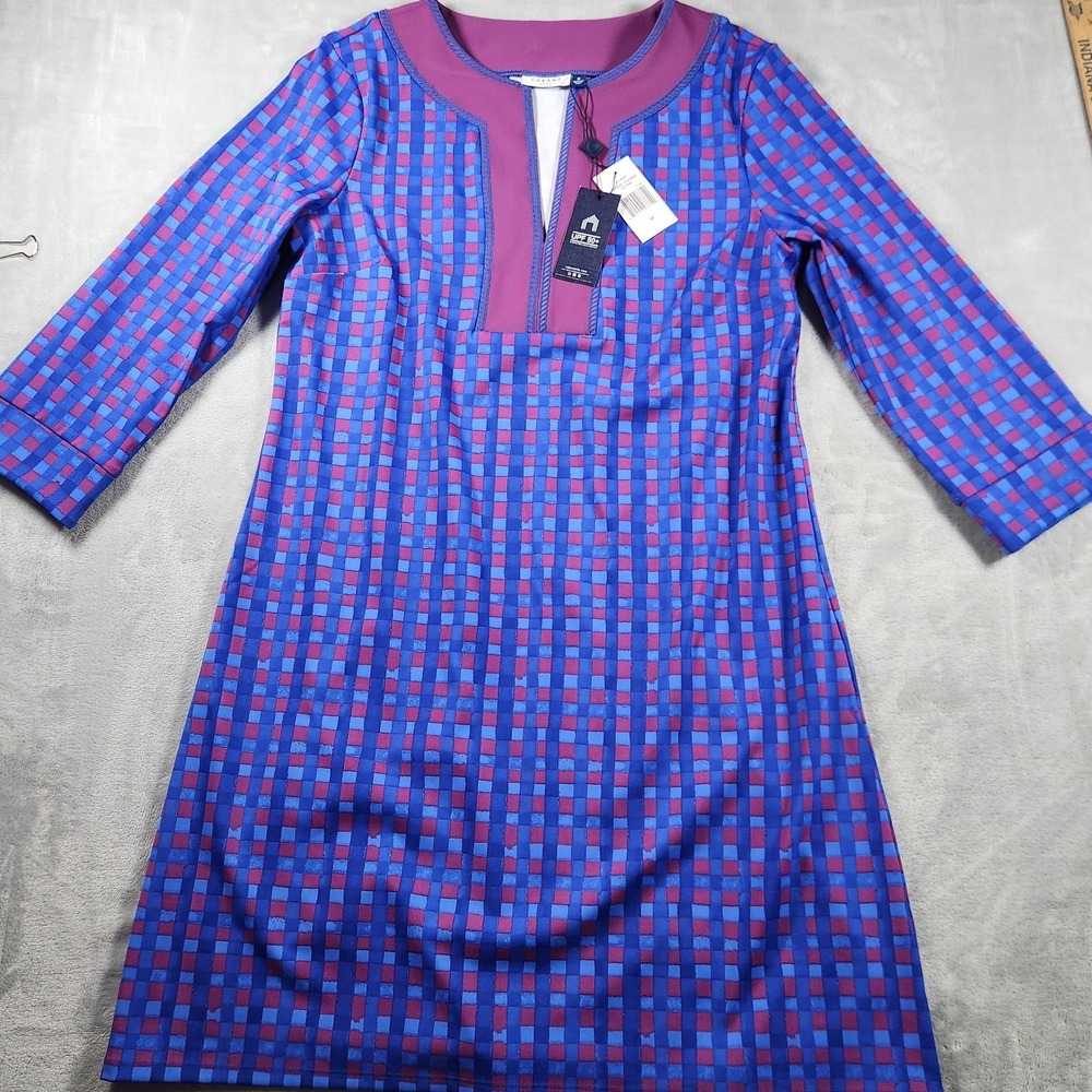 Cabana Life Dress Bar‎ Harbor Embroidered Tunic  50+ UV Protection M Blue Pink
